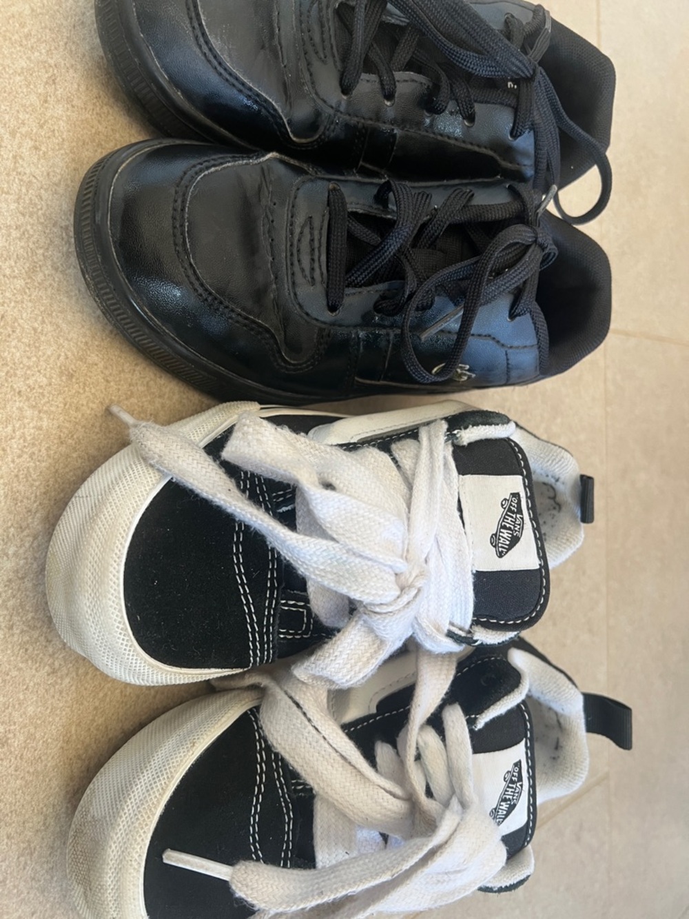 Black Lacoste Sneakers & Black/White Vans-Style Low Tops
